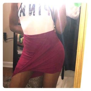 Burgundy wrap spandex skirt